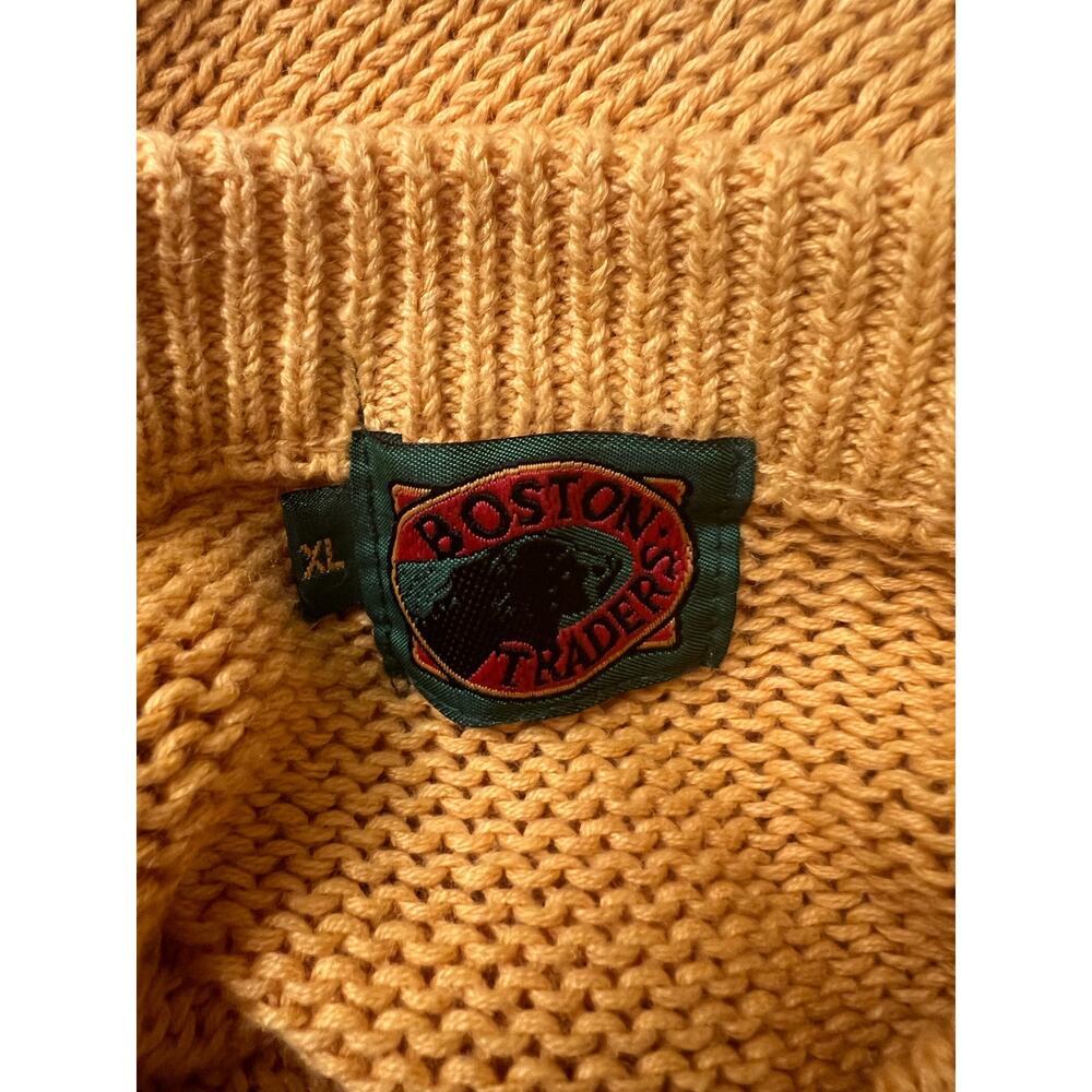 Vintage Boston Traders Cotton Thick Knit Sweater Yellow Crew Neck Size XL SG - Picture 9 of 10